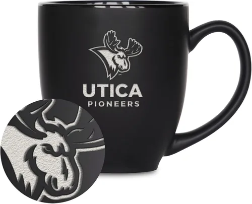 Miniatura 167 de Rico Industries - Taza de cerámica mate negra con grabado láser estándar de 15oz para NCAA (escuelas T & U) - Para bebidas calientes o frías