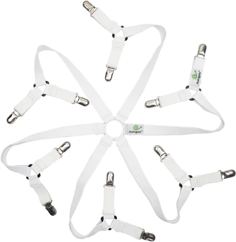 Correas elásticas ajustables para sábana bajera, tirantes cruzados, se ajustan a colchones redondos y cuadrados (blanco de 3 vías)