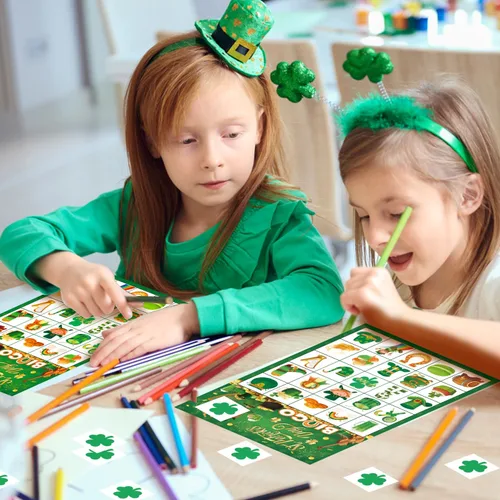 Miniatura 5 de JGCWorker Juego de Bingo del Día de San Patricio - Divertidos Suministros de Fiesta para Niños y Adultos, 24 Jugadores, Tarjetas de Manualidades