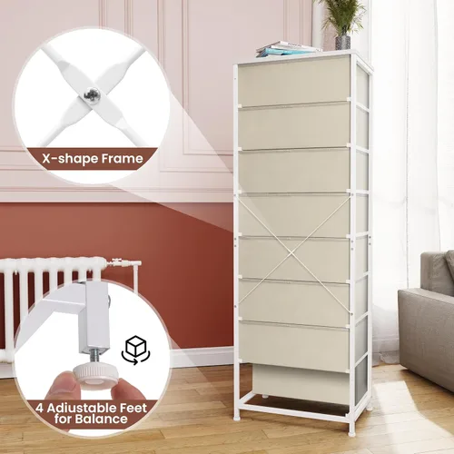 Miniatura 5 de Crestlive Products Cómoda Alta, Torre de Almacenamiento de Tela de 8 Cajones, Cajoneras - Unidad Organizadora Vertical para Dormitorio, Pasillo