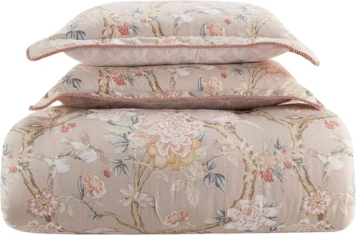 Miniatura 5 de WAVERLY Mudan - Juego de edredón reversible con diseño floral, tamaño King, color gris topo, 4 piezas