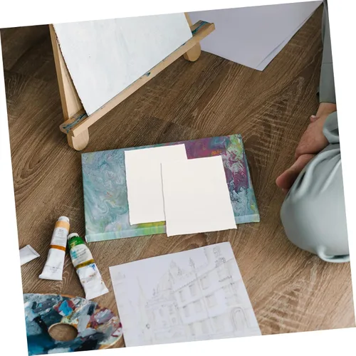 Miniatura 6 de Angoily 20 hojas de papel de acuarela de algodón texturizado hecho a mano con bordes deckled para pintar manualidades e invitaciones, alta absorción