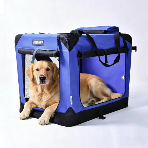 Miniatura 14 de JESPET Jaulas suaves para perros para mascotas, 3 puertas, plegables, con correas y tapete de forro polar para perros, gatos, conejos, uso
