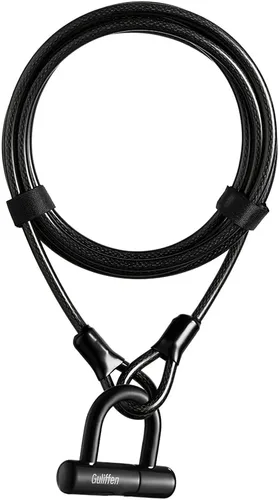 Guliffen Candado en U para bicicleta con cable, cable de seguridad de 15 pies con bucles, cadena antirrobo resistente y cerradura para motocicletas,