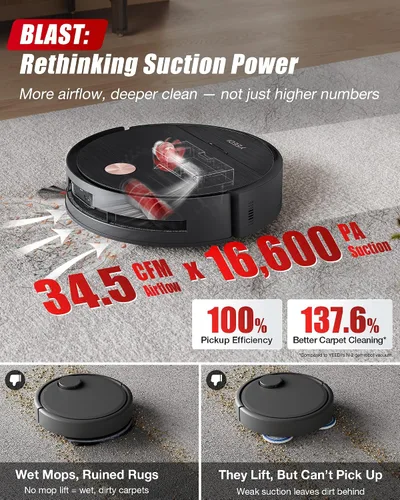 Miniatura 4 de Yeedi S16 Plus Robot Aspiradora y Trapeador con Estación Omni Automática, Succión de 16,600Pa, Mopa Autolavadora OZMO, ZeroTangle 3.0, Elevación