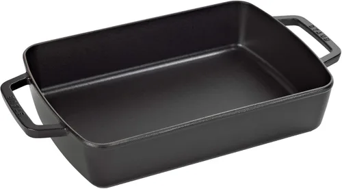 Staub Asador de hierro fundido de 12 pulgadas x 8 pulgadas, negro mate