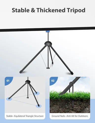 Miniatura 5 de Paris RHÔNE - Pantalla de proyector con soporte, 80 pulgadas, para interiores y exteriores, 16:9, PVC HD 4K, 1.5 ganancia, portátil, sin arrugas