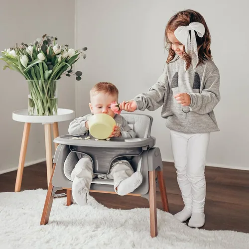 Miniatura 3 de Fodoss Silla alta convertible para bebé con bandeja desmontable, silla alta plegable para comer con cojín grueso, silla para Comer de Bebe Gris
