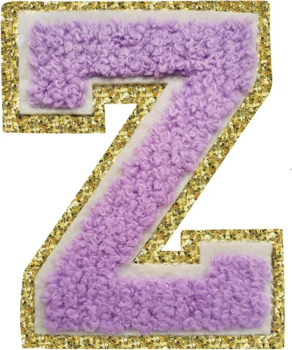 Miniatura 51 de SPRT - Parches de letras de chenilla universitaria con purpurina, parche de letras blancas para planchar con letras del alfabeto para disfraz