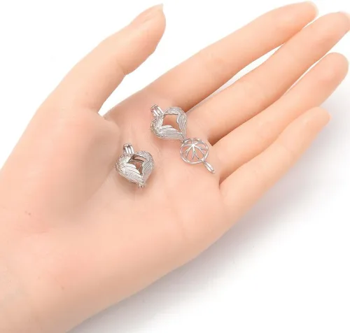Miniatura 2 de Adabele - Auténtica plata de ley 925 con alas de ángel y corazón, joyería hipoalergénica, resistente al deslustre, para colgante de cuentas de 0.23
