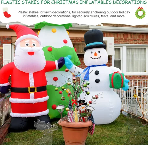 Miniatura 7 de Blulu 24 estacas inflables con correas y ganchos, estacas de plástico para patio, decoraciones de césped resistentes para inflables, Navidad