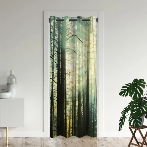 Miniatura 11 de Cortinas de puerta de África para puertas, anochecer paisajes naturales, árboles, temporadas, horizonte, jirafas, cortina opaca para armario