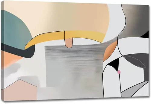 Miniatura 35 de Lienzo abstracto grande para pared, pinturas artísticas modernas de acuarela, fantasía negra y azul, graffiti colorido sobre fondo blanco