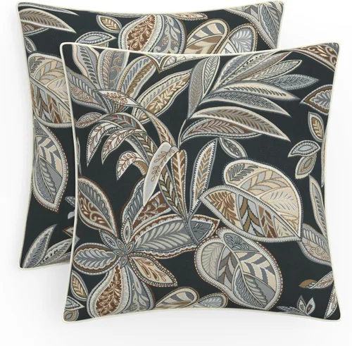 Miniatura 12 de Pillow Perfect Almohadas botánicas para interiores y exteriores, 2 unidades, acento, 16.5 x 16.5 pulgadas, naranja Sunny Daze