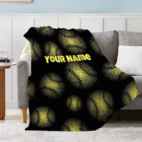 Miniatura 2 de Manta de béisbol personalizada, regalos de béisbol personalizados para niños y niñas, ultra suave, personalizable, decoración de cama, sofá