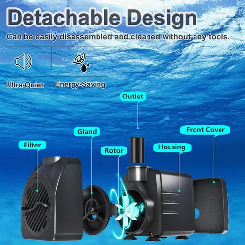Miniatura 4 de SongLong Bomba sumergible con cable de alimentación de 200 GPH (750 L/H) de 6 pies, bomba de fuente de agua con elevación de 5.3 pies para fuentes