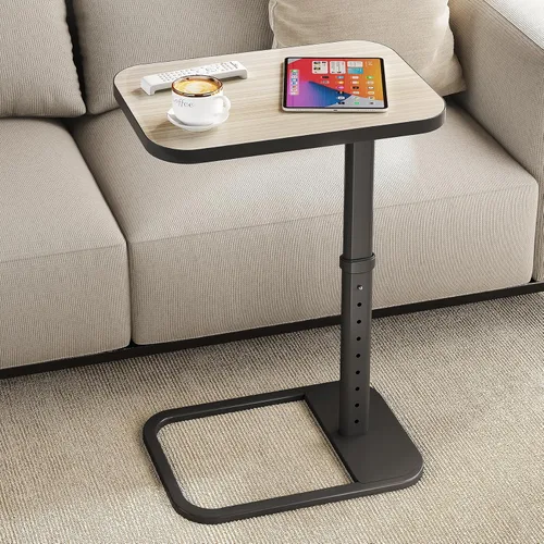 Miniatura 10 de Kitstorack Mesa de bandeja de TV mejorada con bloqueo de panel, altura ajustable y diseño abatible de 90°, mesa lateral auxiliar para brazo de sofá