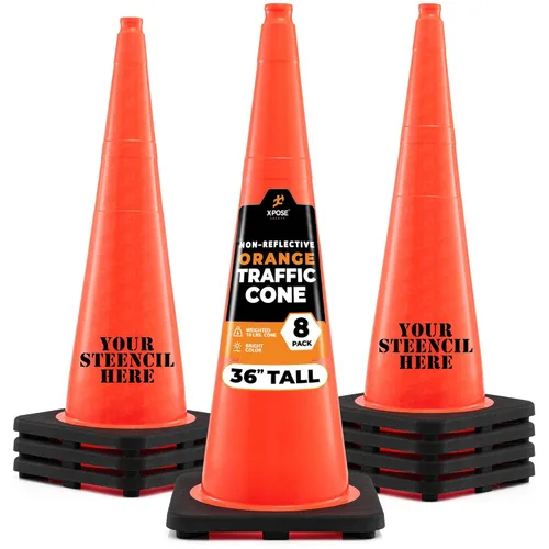 Miniatura 77 de Xpose Safety Cono de tráfico verde lima de 28 pulgadas, paquete de 4, cono de seguridad de PVC de alta calidad para estacionamiento, precaución