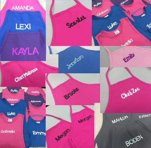 Miniatura 4 de Delantal personalizado de color rosa intenso para niños, con diseño de bordado de flores de mamá niña, tela de sarga de poliéster/algodón, extra