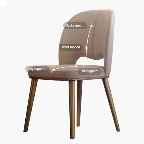 Miniatura 3 de Sillas de comedor de cocina, sillas de comedor curvadas de piel sintética, silla sin brazos con patas de metal, silla de sala de estar para hoteles