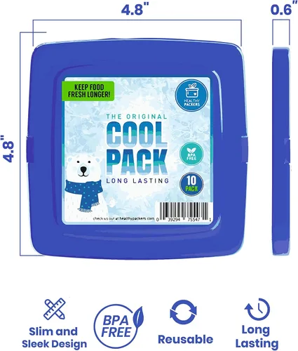 Miniatura 4 de Healthy Packers Bolsas de hielo delgadas reutilizables para loncheras para niños y adultos Paquetes de congelador finos de larga duración