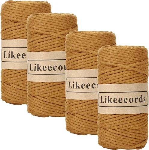 Miniatura 35 de Likeecords - Cuerda de macramé de 4 mm de un solo hilo, 80 m de cuerda de macramé colorida, cuerda de algodón para macramé, cuerda de algodón