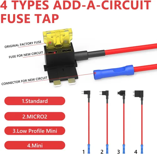 Miniatura 3 de Newdeli Paquete de 20 adaptadores de fusibles de 12 V para coche, kit de adaptador de circuito y fusible con tomas de fusible de perfil bajo