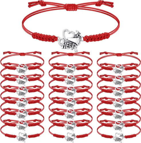 Miniatura 8 de Rtteri 20 pulseras de animadora para niñas, pulseras ajustables para animadoras, regalos para animadoras, accesorios de joyería a granel Naranja