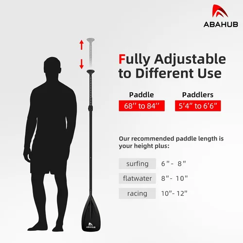 Miniatura 4 de Abahub SUP Paddles - 3 piezas ajustables de pie remo ligero para paddleboard, aleación de aluminio recubierto de poliuretano eje 68 a 84 pulgadas