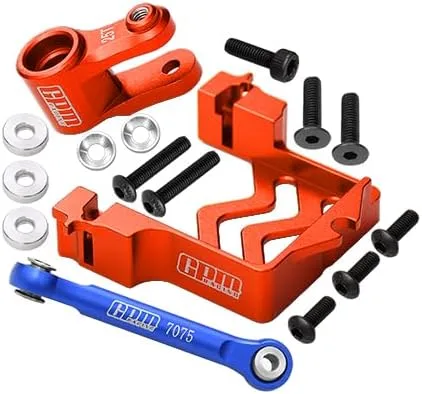GPM Para Traxxas 1/10 Maxx 4WD Monster Truck Piezas de actualización de aluminio servo montaje + barra de acoplamiento de acero inoxidable + bocina