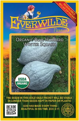 Miniatura 4 de Everwilde Farms - Semillas de calabaza de invierno Hubbard azul orgánico de 1 onza - Paquete Gold Vault