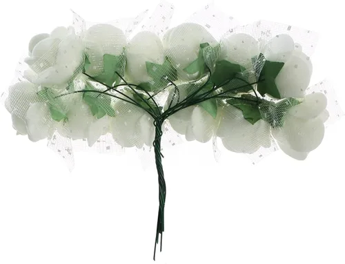 Miniatura 4 de 144 mini rosas falsas de espuma artificial con varillas de alambre, accesorios de flores de boda, accesorios para hacer pinzas para el cabello