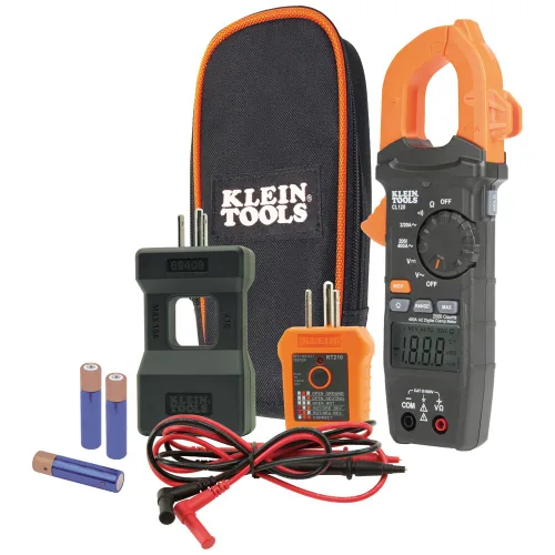 Miniatura 18 de Klein Tools CL120VP Kit de prueba de voltaje eléctrico con medidor de abrazadera, tres probadores, cables de prueba, bolsa