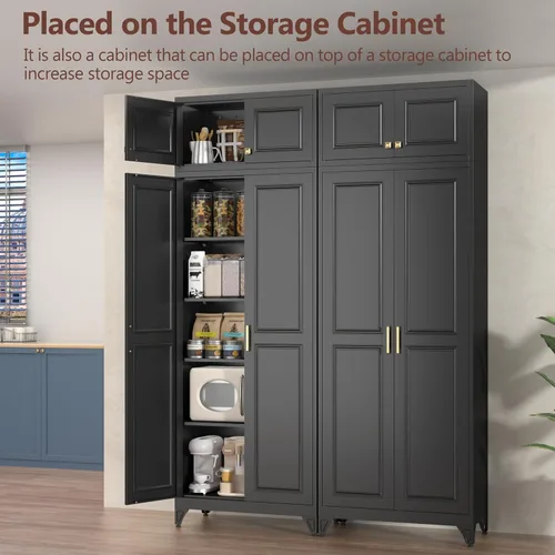 Miniatura 5 de Polup Armario de pared con puertas, gabinete de almacenamiento de metal para almacenamiento de cocina, gabinete superior pequeño, para comedor, sala