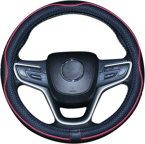 Miniatura 12 de Cubrevolante de imitación de cuero para el volante de auto, 2019, de microfibra, extragrande de 17, 18 y 19 pulgadas para camiones grandes