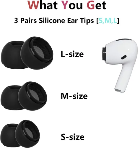 Miniatura 4 de Acediar Puntas de Repuesto Compatibles con AirPods Pro1,2 [3 Pares], Puntas de Auriculares de Silicona con Orificio de Reducción de Ruido, Se