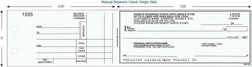 Miniatura 3 de Cheques comerciales manuales, seguridad azul, 3 a una página con trozo, 250