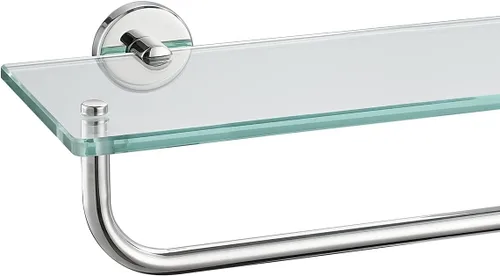 Miniatura 12 de JQK Estantería de baño de vidrio bronce, estante con toallero de 15 pulgadas de vidrio templado, almacenamiento para ducha de 16 por 5 pulgadas