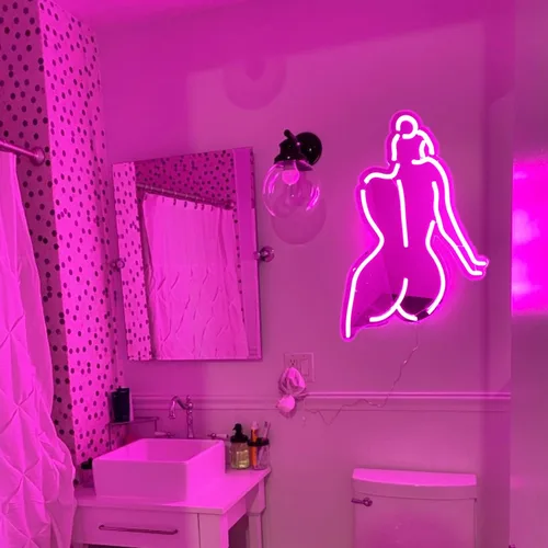 Miniatura 6 de Señal LED de neón con texto en inglés "Lady Back" para decoración de pared, de 16 x 12 pulgadas, luces de neón rosas para dormitorio, bar, hombre