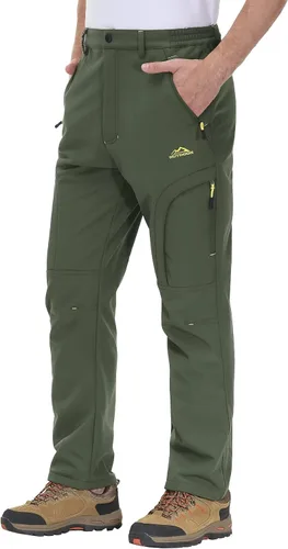 MAGCOMSEN Pantalones de invierno para hombre, 5 bolsillos con cremallera, pantalones de esquí para nieve, con forro polar, resistentes al agua,