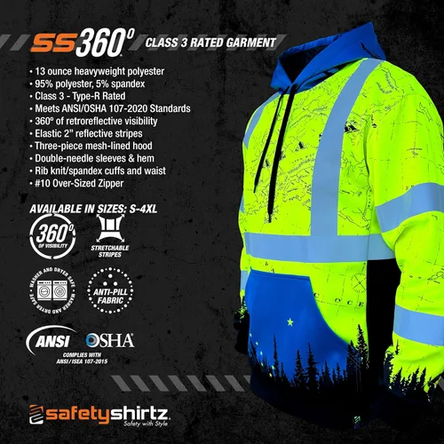 Miniatura 5 de SafetyShirtz SS360 ANSI Clase 3 Tipo R Sudaderas con Capucha Gráfica