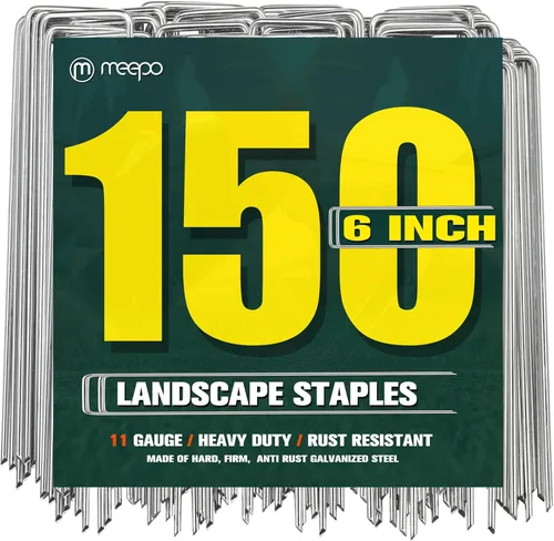 Miniatura 11 de M MEEPO Estacas de jardín, 10 piezas de 6 pulgadas, grapas galvanizadas para paisajismo que nunca se oxidan, estacas duraderas 5 veces más afiladas