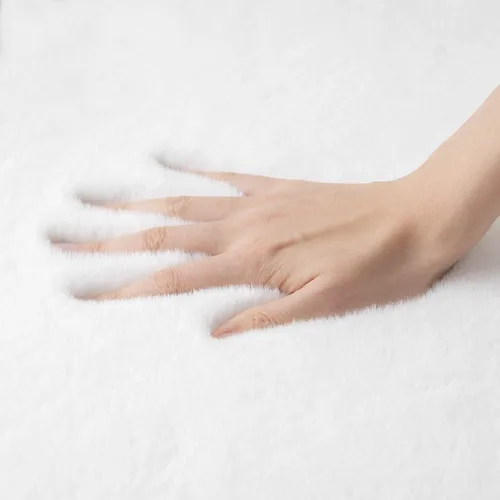 Miniatura 5 de ORINOVA Alfombras peludas de piel de conejo blancas para sala de estar, alfombras peludas lavables para dormitorio, cuarto de bebé, alfombra bohemia