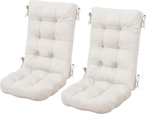 SERWALL Juego de cojín para mecedora de exterior de HDPE de 2 cojines de espuma viscoelástica color beige