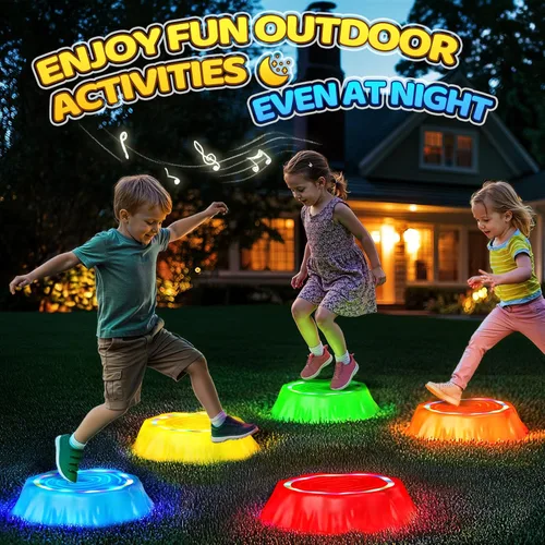 Miniatura 6 de Flooyes Escalones luminosos para niños, 6 piezas con música, escalones antideslizantes, juguete sensorial para habilidades de equilibrio