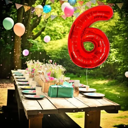 Miniatura 4 de DIWULI Globos de números rojos de 40 pulgadas, globo grande del número 6, globos rojos grandes, decoraciones de fiesta de cumpleaños de helio