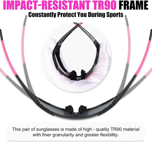 Miniatura 6 de X-TIGER Gafas de sol polarizadas para deportes con 5 lentes intercambiables, gafas de ciclismo para hombres y mujeres, para béisbol, correr, pesca