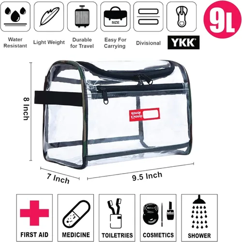 Miniatura 3 de Rough Enough - Neceser de maquillaje transparente grande, bolsa organizadora de cosméticos, bolsa con cremallera para accesorios de viaje