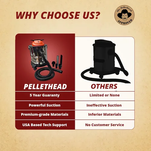 Miniatura 5 de Pellethead Ash Vault Pro Aspiradora de cenizas de 10 amperios para chimeneas, estufas de pellets y barbacoas, capacidad de 5 galones, doble HEPA