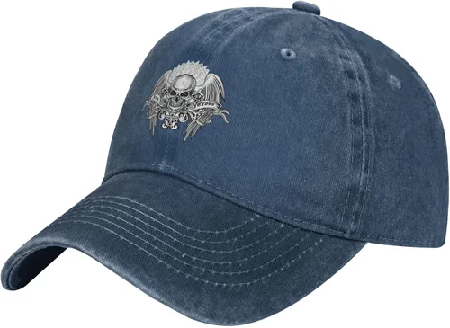 Cowboy Hat Trendy Hats for Man and Women Djustable Four Season Outdoor Baseball Cap of Hell Skull with Angel Navy Blue